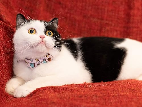 Miniatura 4 de Collar de gato rosa con pajarita de seguridad Breakaway Kitten 7-11in Dot Colorido Ajustable Food Donut