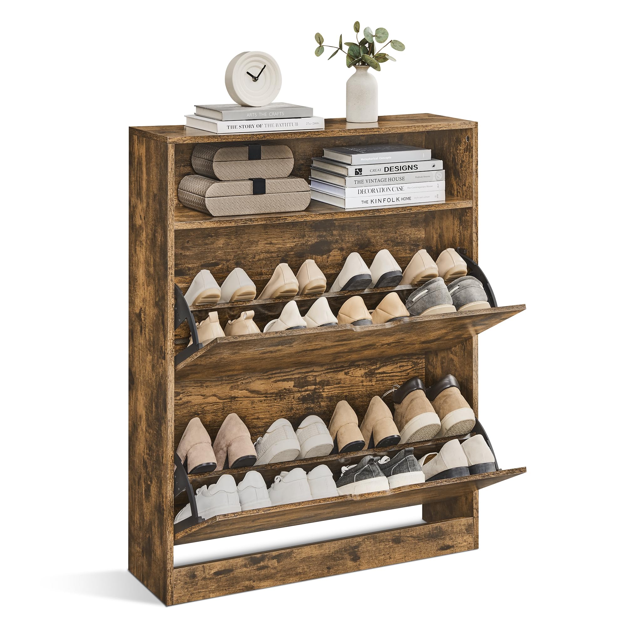 Vasagle Shoe Storage Cabinet, Adjustable Divider, For 11-16 Pairs Of Shoes, 24 X 80 X 102 Cm