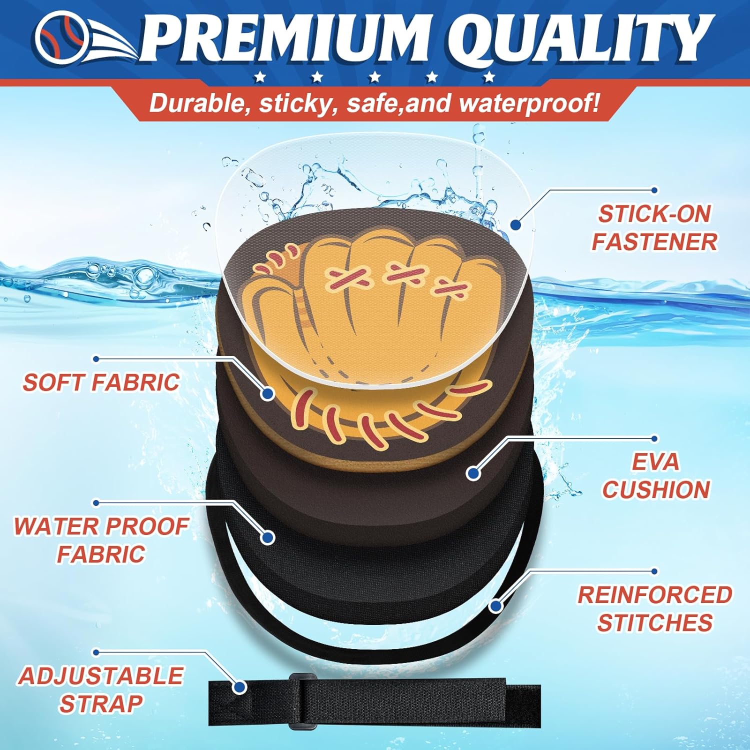 4 Pack Catch Ball Game Set, Outdoor Toys for Kids Ages 4-8-12, Kids Baseball Training Glove for Sports, Summer Toys Pool Beach Backyard Lawn Games for Toddlers Kids Family, Fun Ideal Gifts Brown image 4 of 6 B0DT3T86S4