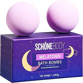 Sleep Well Melatonin Bubble Bath Bombs - Set of 2 - Bath Bomb Infused Lavender & Chamomile - Essential Luxurious Bath Additives for Dry Skin Nourishment - Elevate Your Bathing Ritual, Relaxation Set