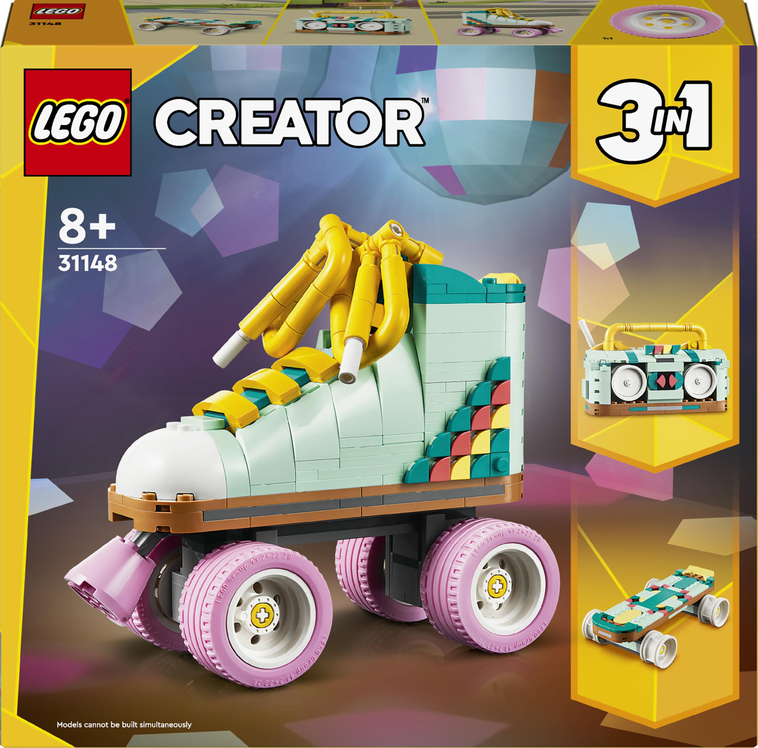 LEGO Creator 3in1 Retro Roller Skate 31148 | Toys for 8+ Year Old Girls & Boys, Transforms into a Mini Skateboard or Boom Box Radio, Gift Idea, 342 Pieces