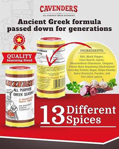 Miniatura 6 de Cavender's Condimento griego multiusos – 8 onzas (paquete de 4) y caja exclusiva de Cavender's Recipe 4 paquetes!