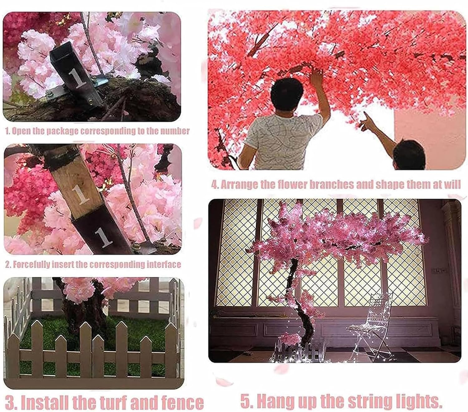 Large Pink Artificial Cherry Blossom Trees,Lifelike Artificial Cherry Blossom Tree, Fake Sakura Flower Tree,Perfect for Party Wedding Décor,2 * 1.6m