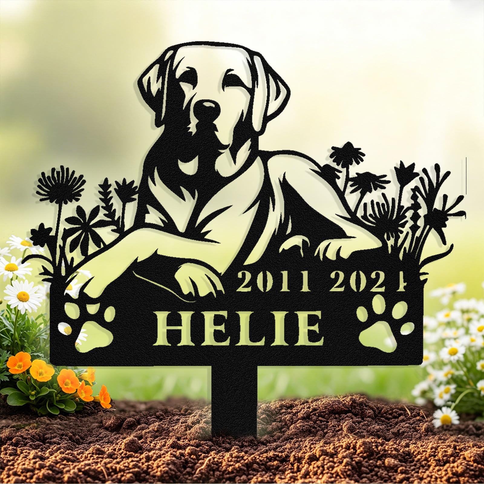 Custom Dog Grave Marker Outdoor, Personalized Metal Pet Memorial Grave