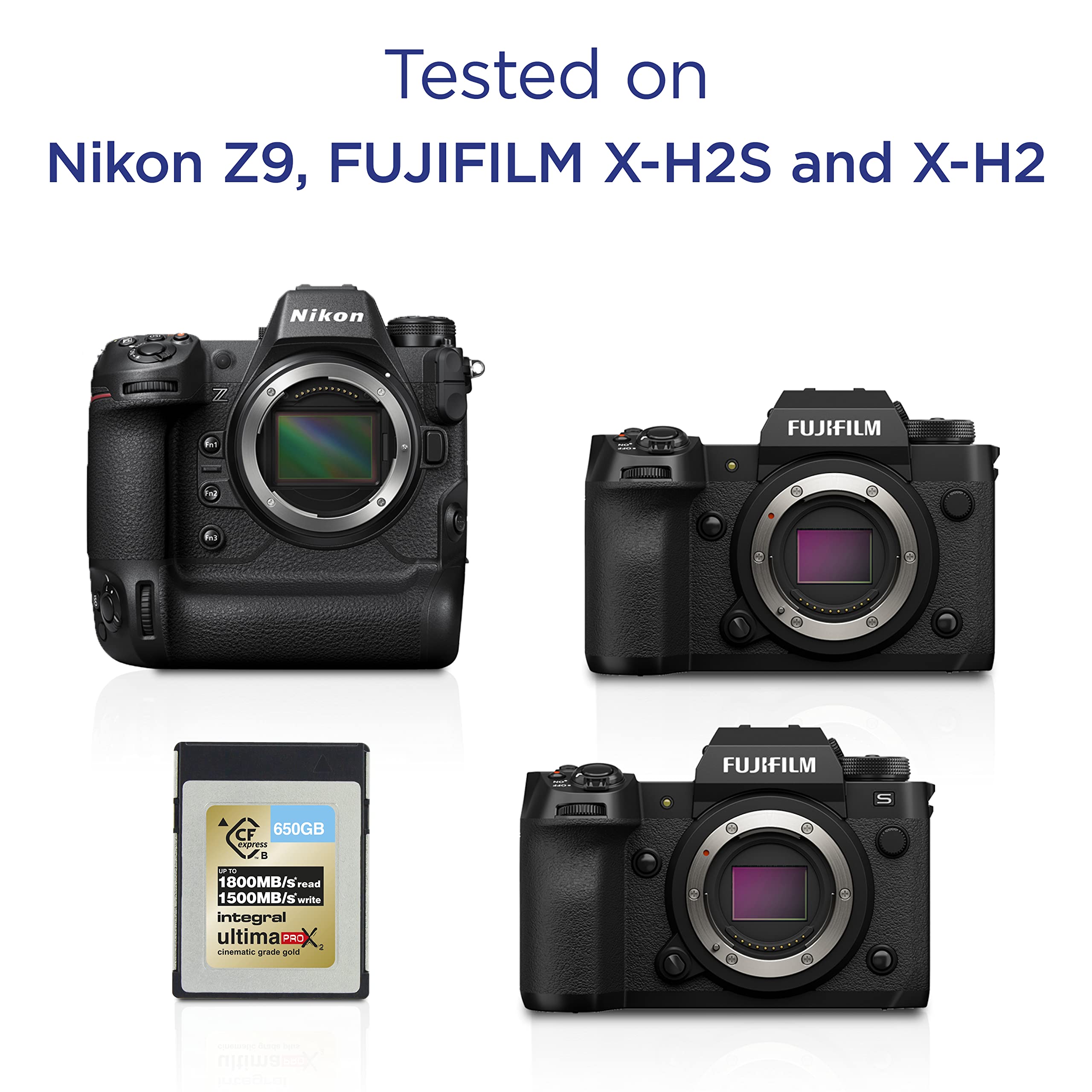 Integral 650GB CFexpress Memory Card Type B 2.0 12K and 8K RAW and 8K 120 FPS 1800MB/s Read 1500MB/s Write Speed 1500MB/s Sustained Write Speed Designed for Advanced Cinematic and DSLR Cameras
