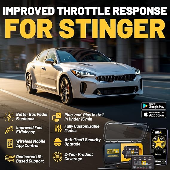 PEDAL COMMANDER for Kia Stinger 2017-2023 Throttle Response Controller - Plug-and-Play, 4 Driving Modes, App Control, Throttle Controller Performance Mods, Stinger Parts