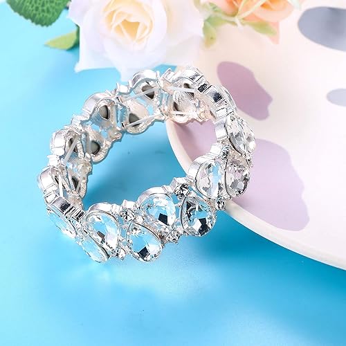 Miniatura 6 de FIASASO Conjunto de joyas de cristal para mujer collar de diamantes de imitación y pendientes de boda joyería de dama de honor Negro, Rojo, Blanco