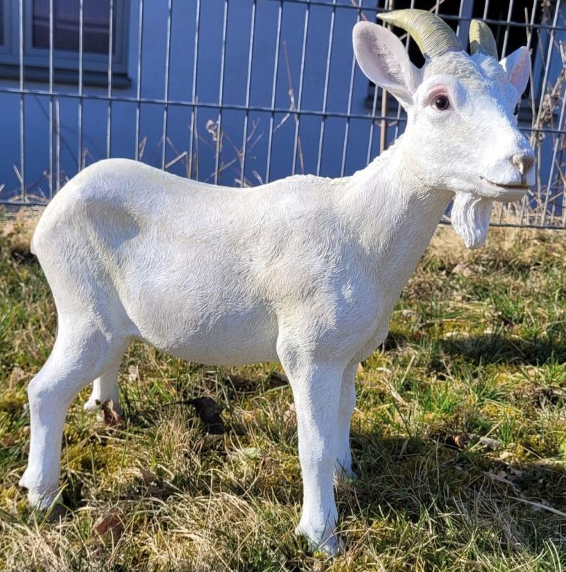 Geschenkestadl Ziege Ziegenfigur Tierfigur groß 48cm Tier Garten Bauernhof Hof Dekoration Deko