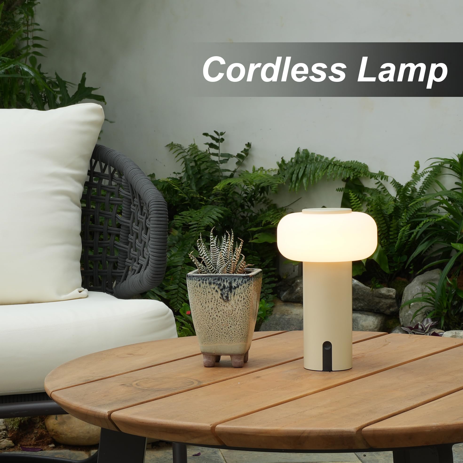 WEILAILUX Lámpara de ducha impermeable, lámpara de mesa inalámbrica para exteriores, recargable, portátil, funciona con pilas, luz nocturna regulable al tacto para dormitorio, patio, comedor, camping