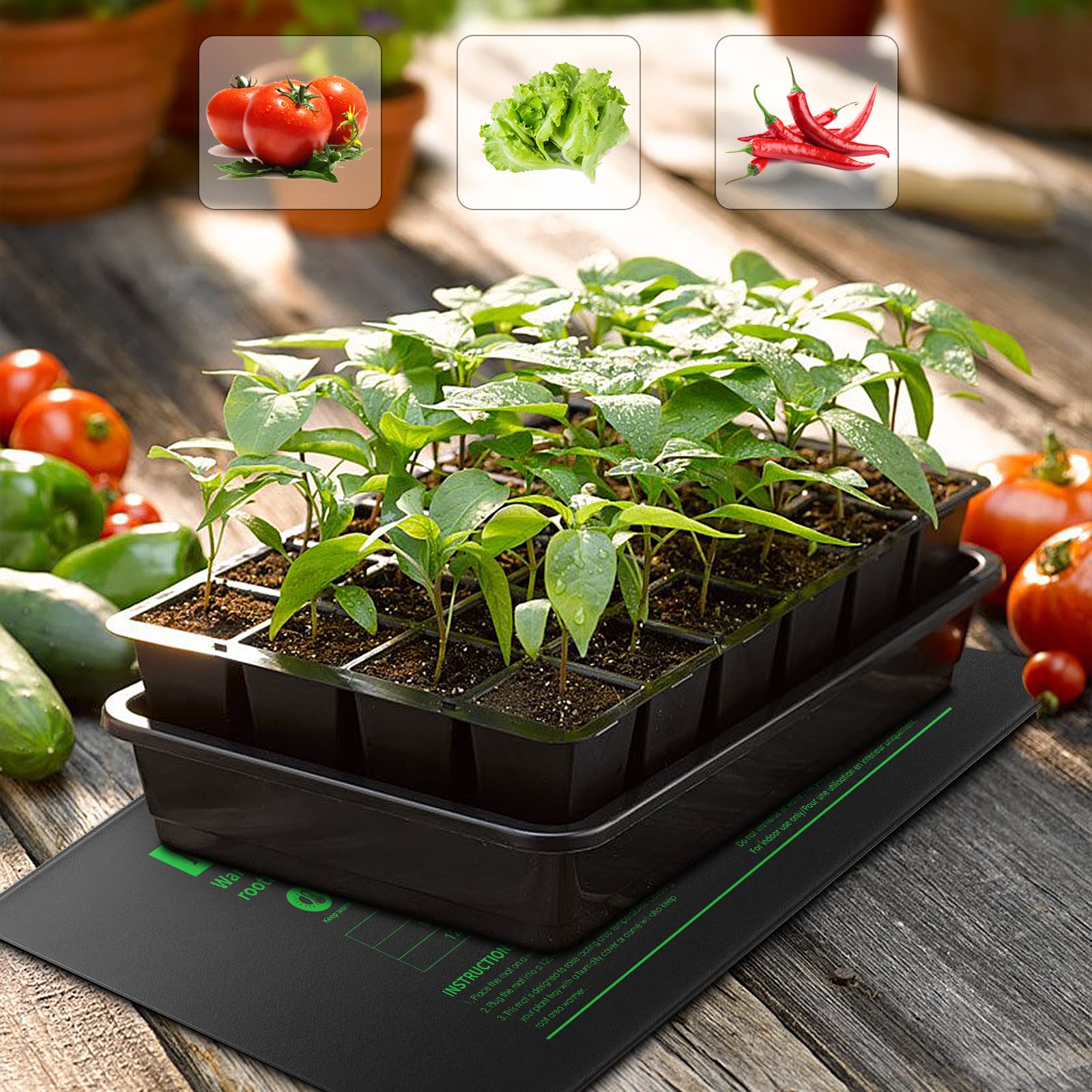 MARS HYDRO - Alfombra calefactora para siembra con control de 10 x 20,75 pulgadas, IP67, impermeable, fácil de limpiar, para siembra, germinación, clone, reptil