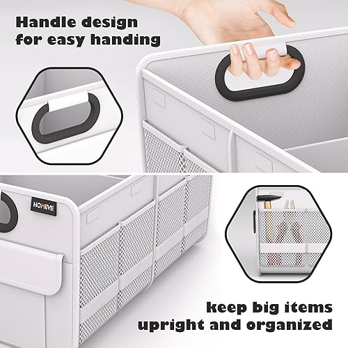 Miniatura 3 de Homeve Organizador de maletero, almacenamiento de automóvil, asas reforzadas, organizadores plegables de múltiples compartimentos, plegable,