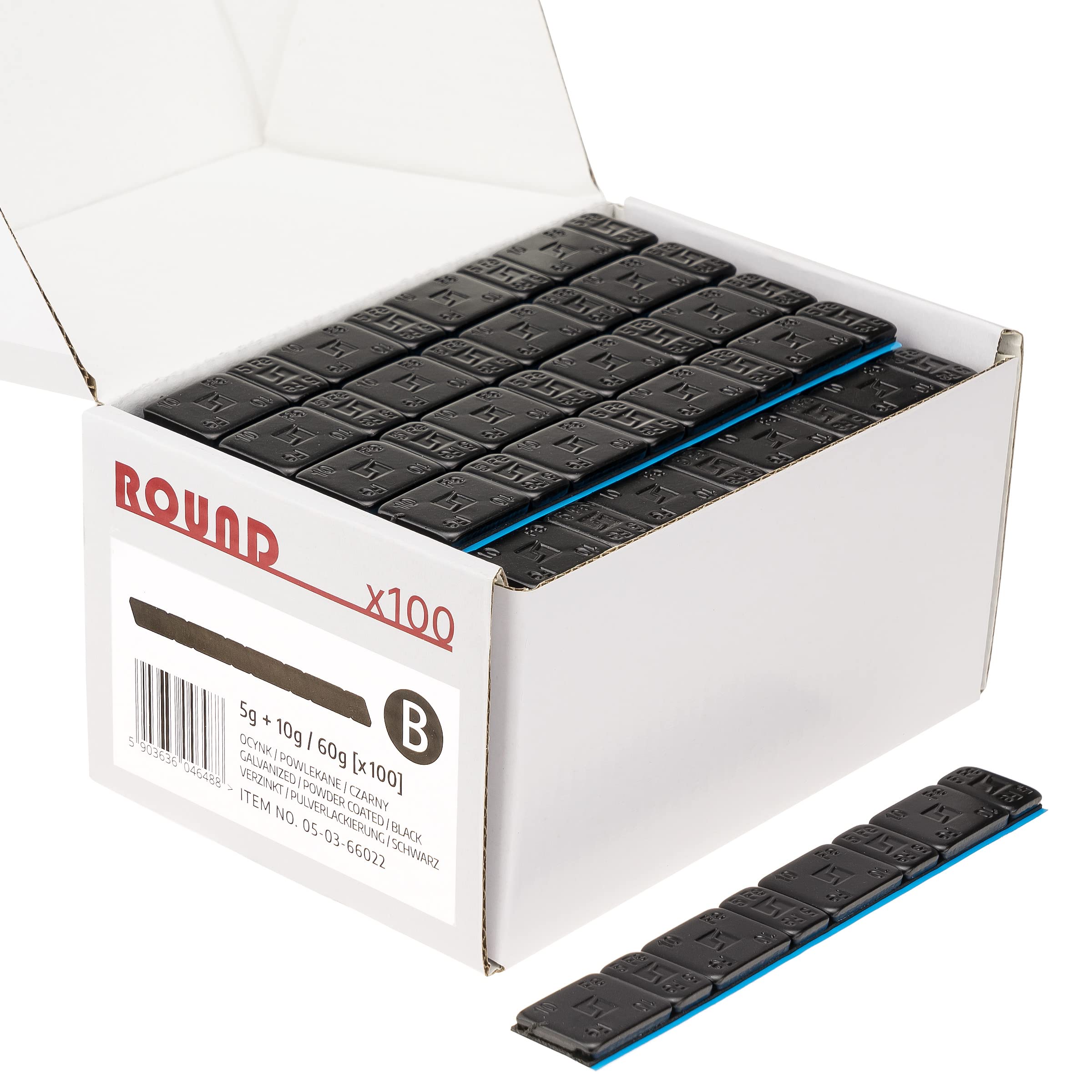 Stix Pesos adhesivos Rounded Slim 1600 unidades 5 g + 10 g 200 tiras de 60 g negro con recubrimiento de polvo galvanizado 3,5 mm para llantas de aleación de 12 kg