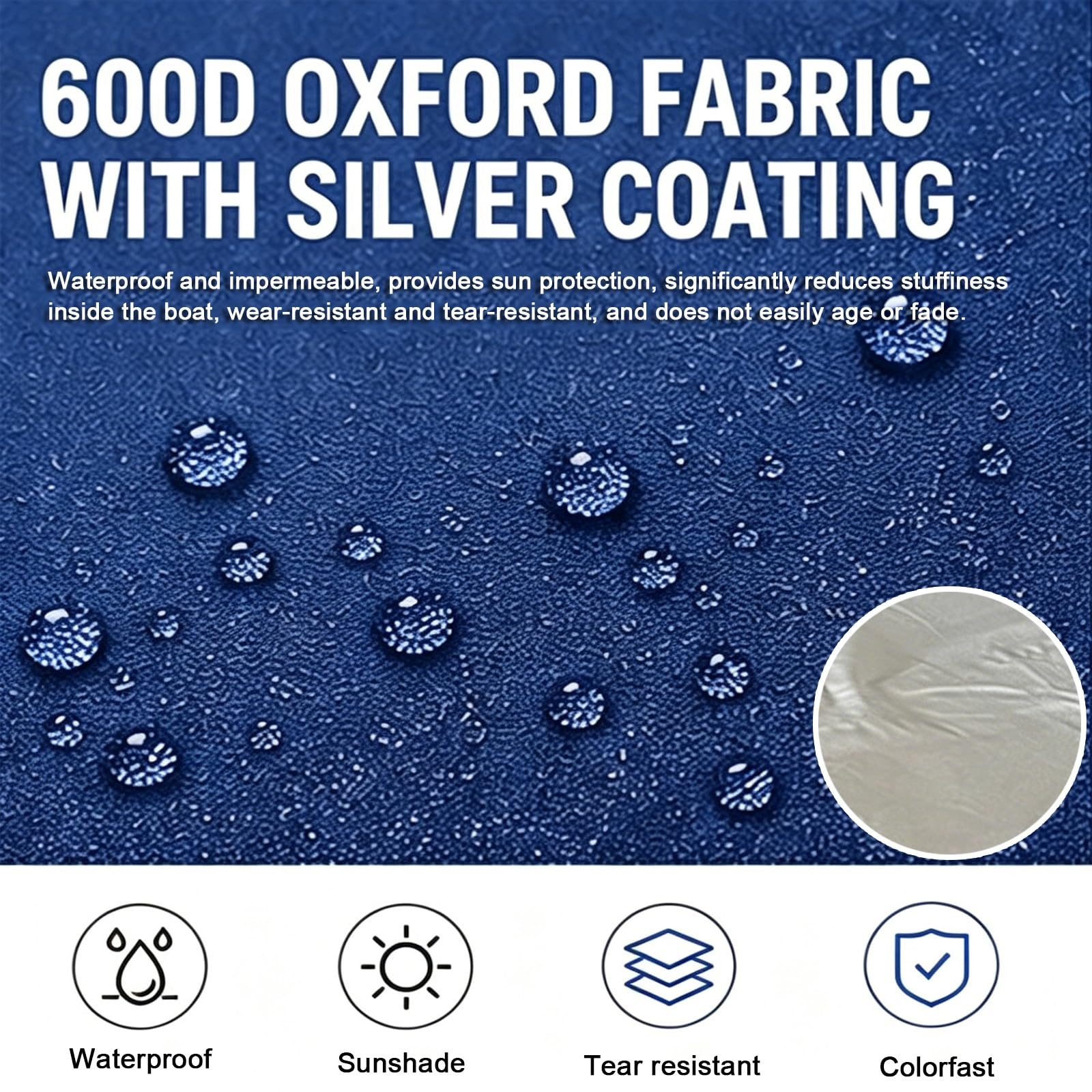 Tendalino Barca, Tendalino per Gommone con Struttura in Alluminio, Tessuto Oxford 600D, 3 Cinghie in Nylon, per Imbarcazioni da 40 a 120 cm di Larghezza(Blue)