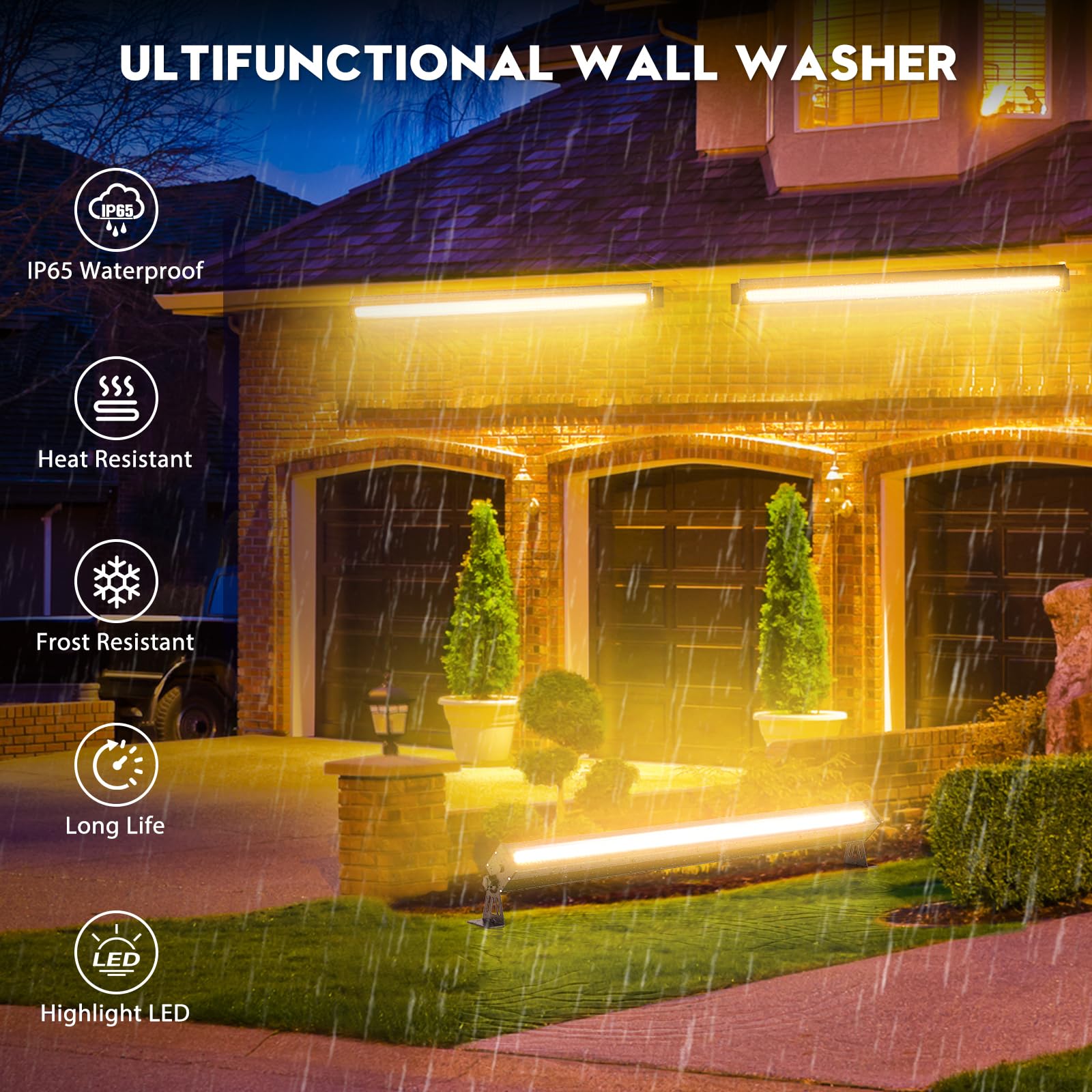 336 Wasserdichtes LED Bar Wallwasher, 120W Discolicht Partylicht Bühnenlicht, RGBW Lichteffekte Strahler Strobe Beleuchtung für DJ Party Outdoor