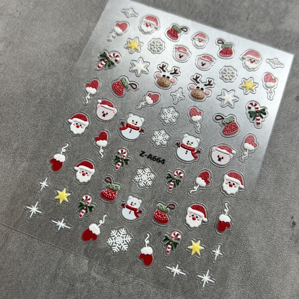 Christmas 2025 Nail Sticker for Nail Art 5D Embossed Self-Adhesive (Z-A664)