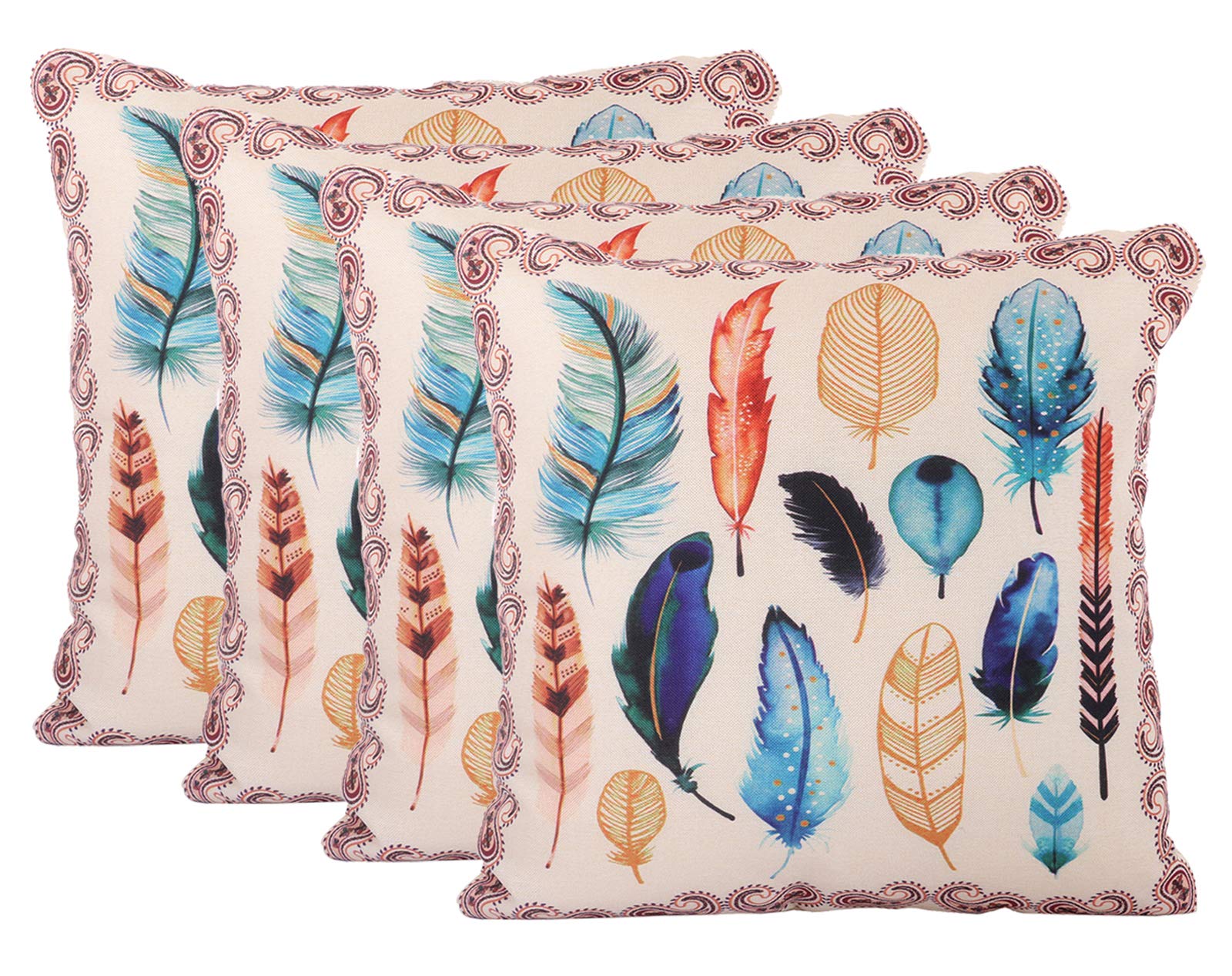 Kuber Industries Wings Design 4 Pieces Cotton Cushion Cover - 16"x16"(Cream)