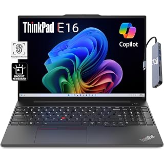 Lenovo ThinkPad E16 Business Laptop (16" FHD+, AMD Ryzen 5 7530U (> i7-1165G7), 16GB RAM, 512GB SSD) Fingerprint, Backlit, 1080p Webcam, IST Hub, Wi-Fi 6, Ethernet, Win 11 Pro w/AI Copilot, Black