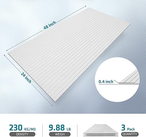 Miniatura 5 de UMIACOUSTICS Paquete de 3 paneles acústicos de 48 x 24 x 0.4 pulgadas, paneles acústicos a prueba de sonido, paneles de pared que absorben el ruido