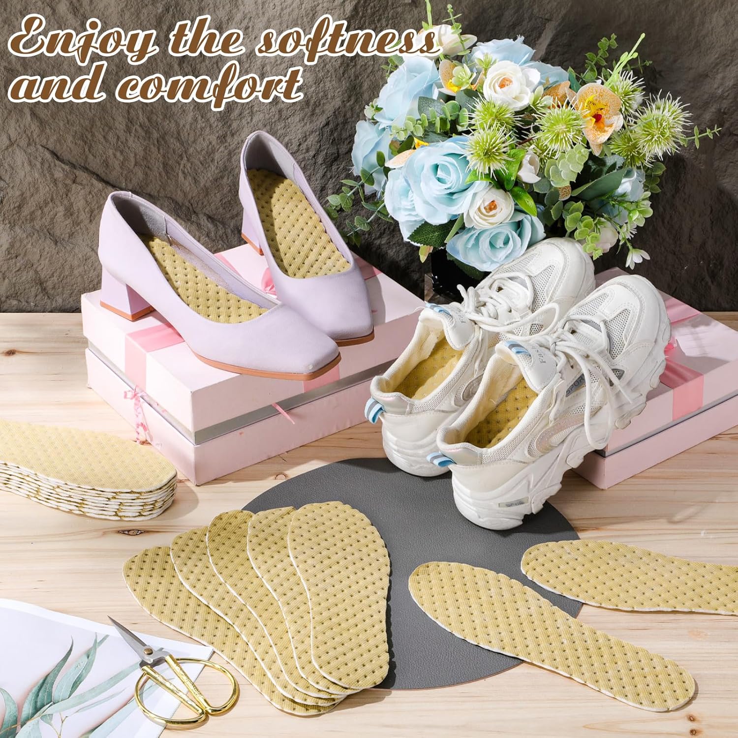 10 Pairs Disposable Shoe Liners Breathable Thin Insoles Replaceable Sweat Absorbing Shoe Inserts for Women Men for Hiking Boot Sneaker Running(10 Women/9 Men) - Image 4