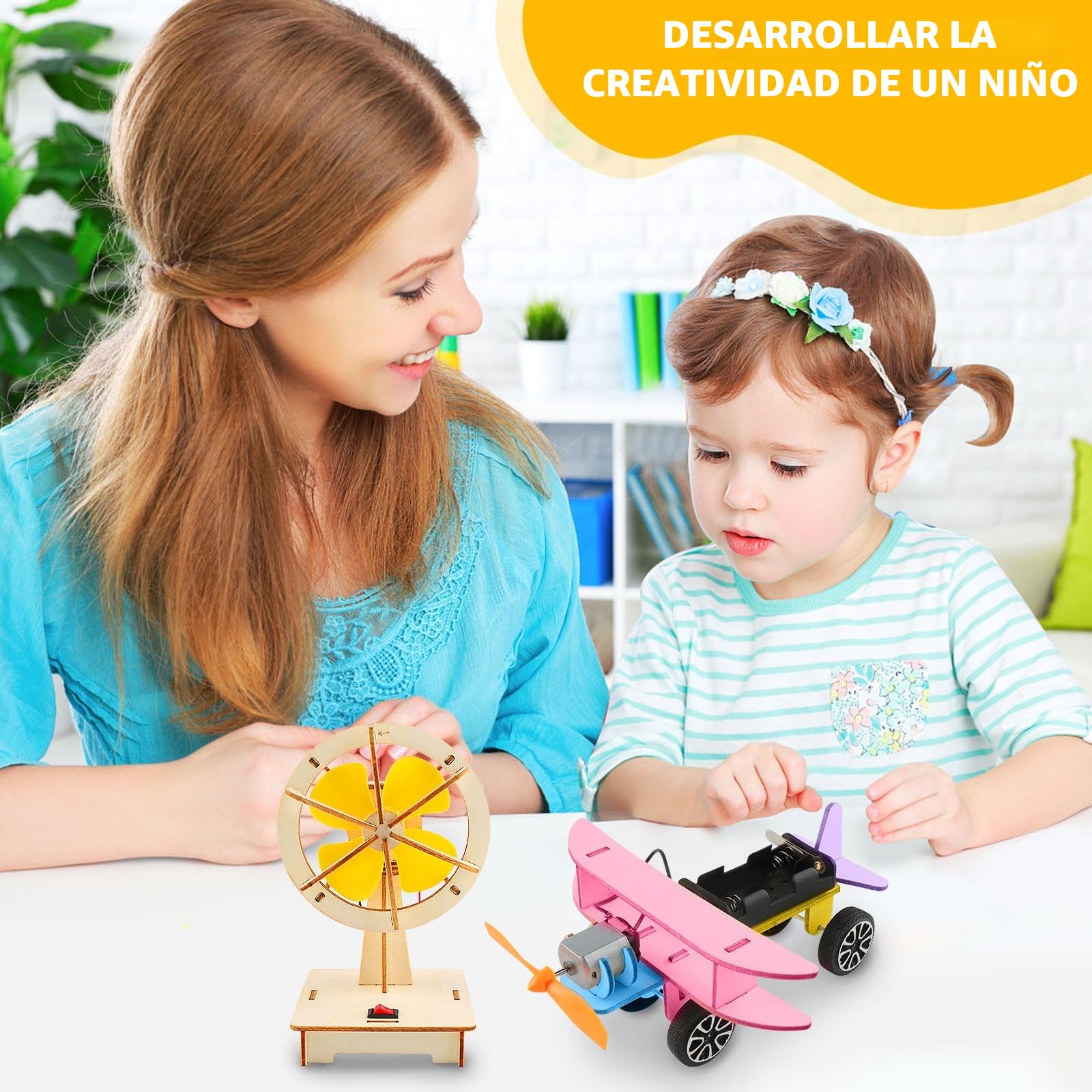 4 experimentos electrónicos para niños a partir de 8 años, juego de construcción de madera, juego de construcción de rompecabezas en 3D, caja de construcción electrónica DIY STEM