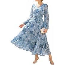 GRACE KARIN Women Floral Maxi Dress Fall Long Sleeve Wedding Guest Dresses