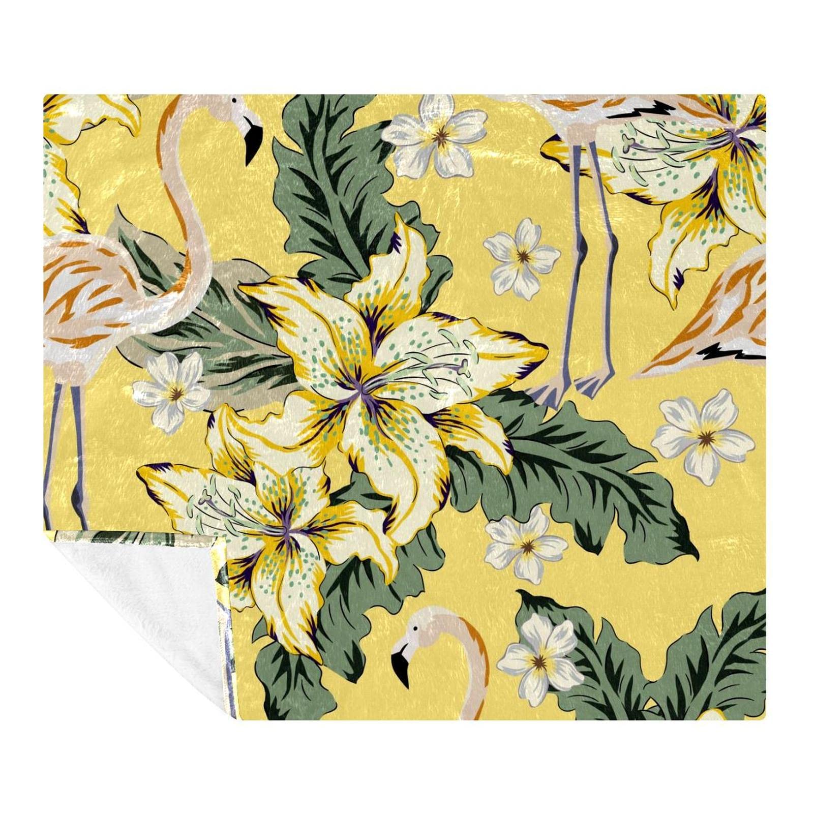 Couverture flamants roses pour canapé voyage et lit plaid léger motif Plumeria