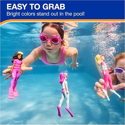 Miniatura 4 de SwimWays Barbie - Paquete de 3 personajes de buceo, accesorios de piscina y juguetes de piscina para niños, suministros para fiestas en la piscina y