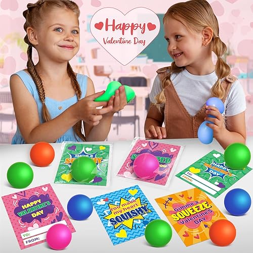 Miniatura 7 de 28 tarjetas de regalo para el día de San Valentín para intercambio escolar, tarjetas de San Valentín a granel con bola pequeña, juguetes pequeños de