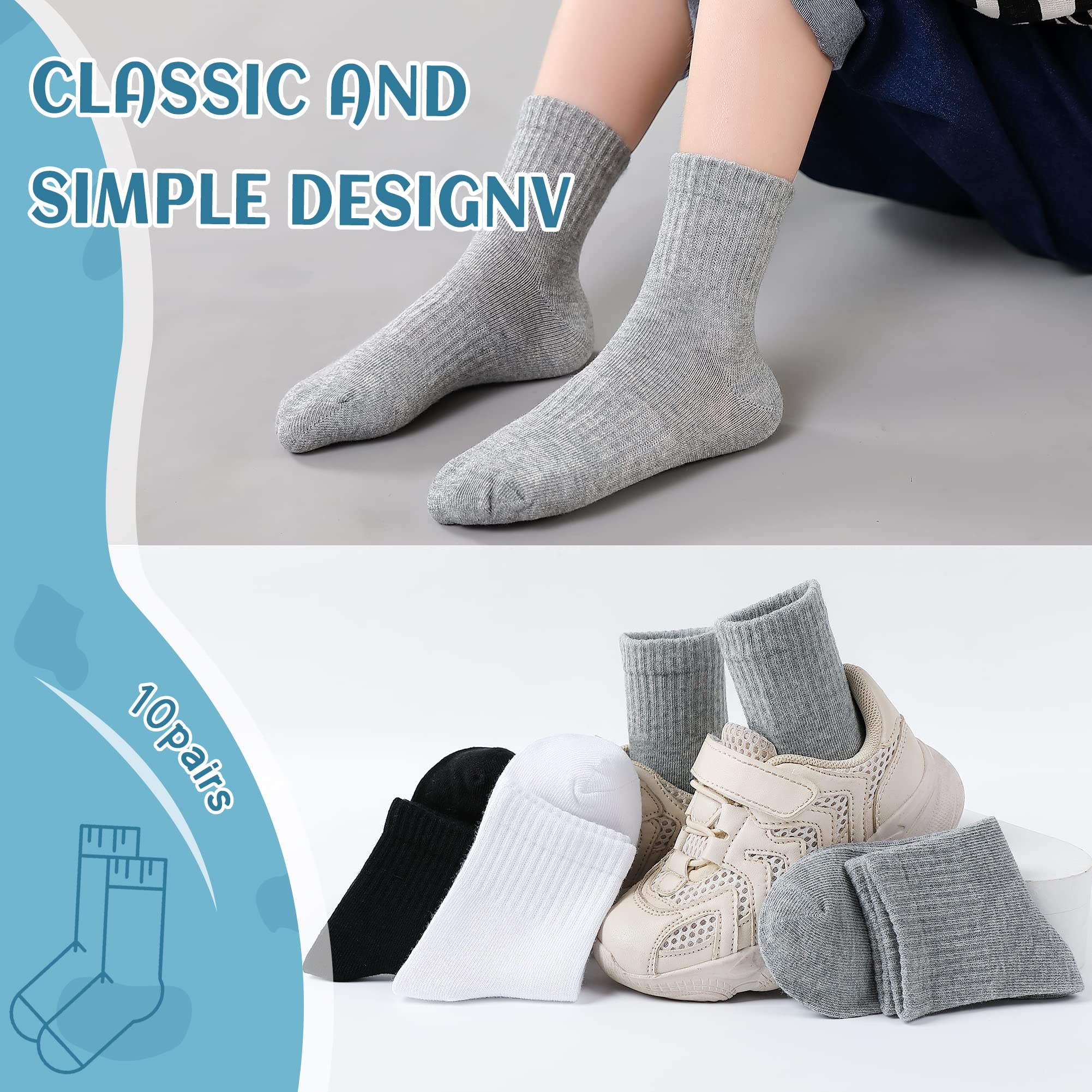 DoSmart - Calcetines de algodón para niños (10 pares)