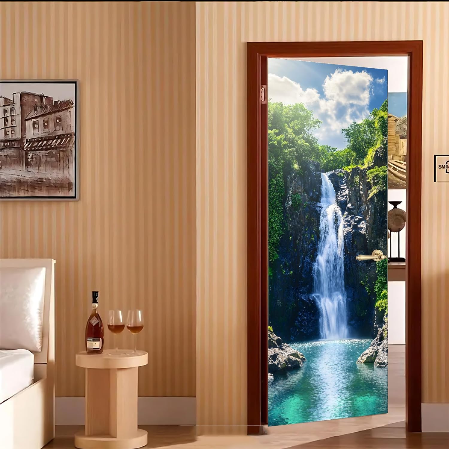BVBOX 3D Door Stickers, Peel and Stick Vinyl Wallpaper, Self-Adhesive Mural Door Cover for Home Decor 30.3" W x 78.7" H