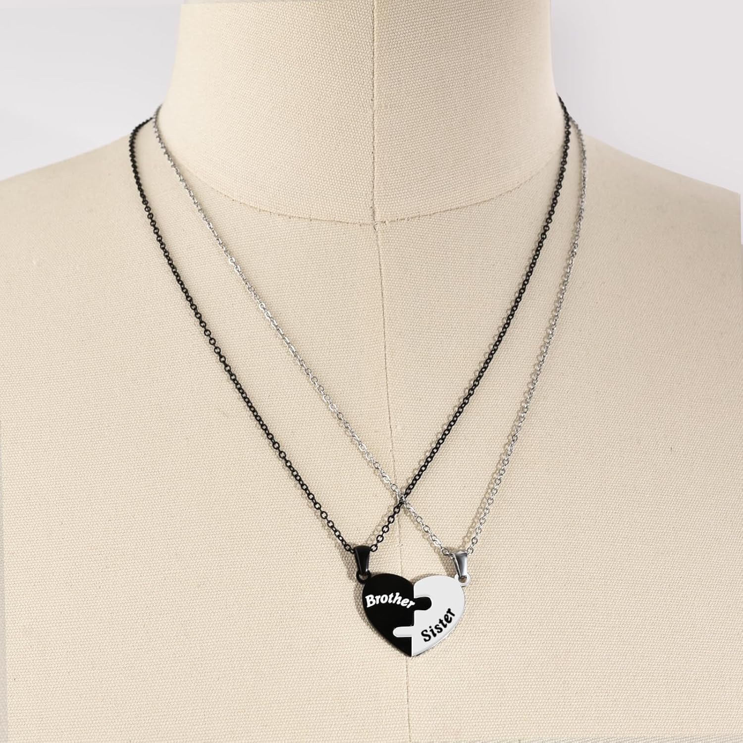 QianSiLi Brother and Sister Necklace Matching Heart Necklace Stainless Steel Heart Necklace for Women Men Back to School Birthday Gifts for Sister Brother Daughter Son - Image 5