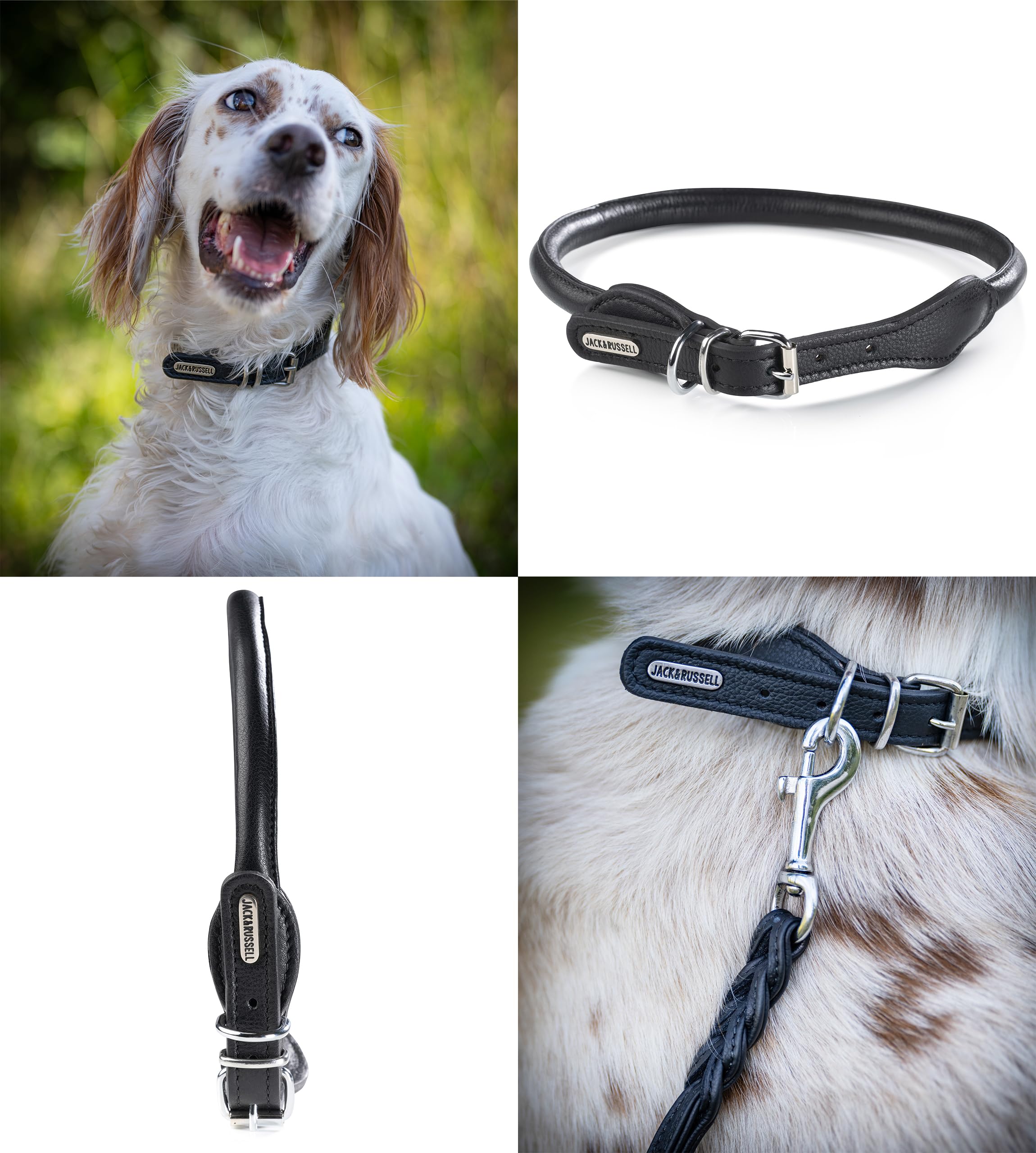 Jack Russell Hondenhalsband, Rond, Van Leer En Gewatteerd, Halsband