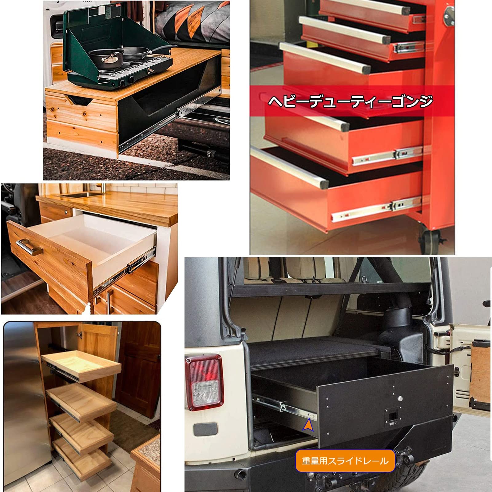 V3VOGUE Schwerlastauszügen, Schubladenauszüge Vollauszug, Schiene Für Schublade, 3-teilige Teleskop-Auszügen Führungsschiene, Industrieführungen Aus Stahl, 2 Stück, 140kg Belastbar