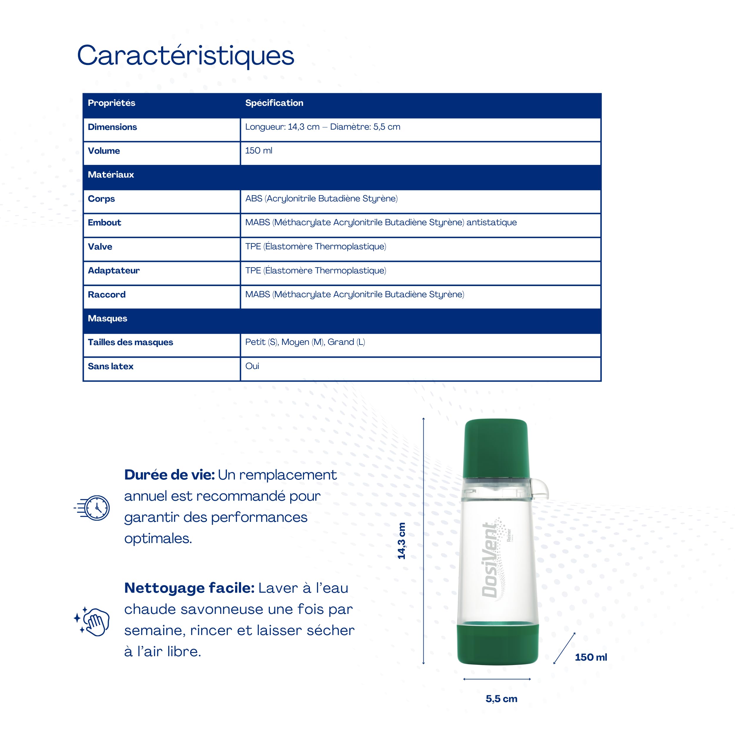 Appareil Inhalation Adulte | Inhalateur Nasal et Buccal Sans Masque Inhalation | Chambre D'Inhalateur Adulte Compatibilité Universelle | Facile à Nettoyer et Démonter | Sans DEHP