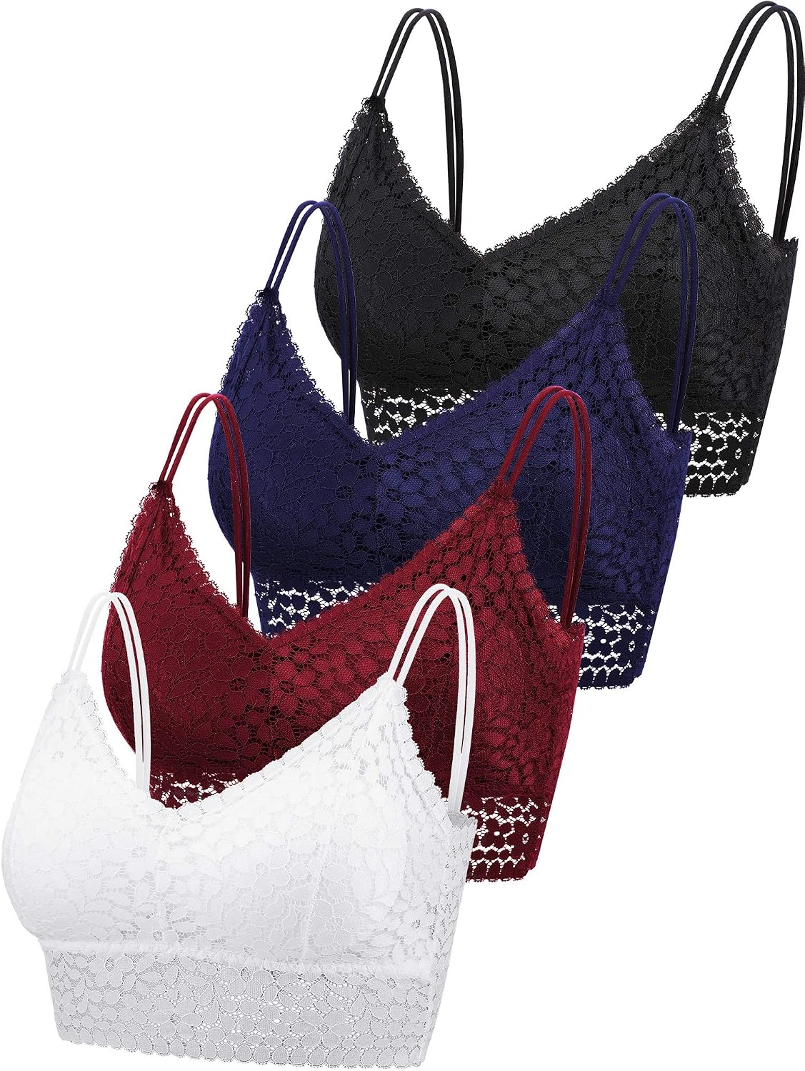 4 Pack Women's Bras No Underwire, Wireless Bras Padded Camisole Bra Sports Cami Bralettes Tank Top with Support