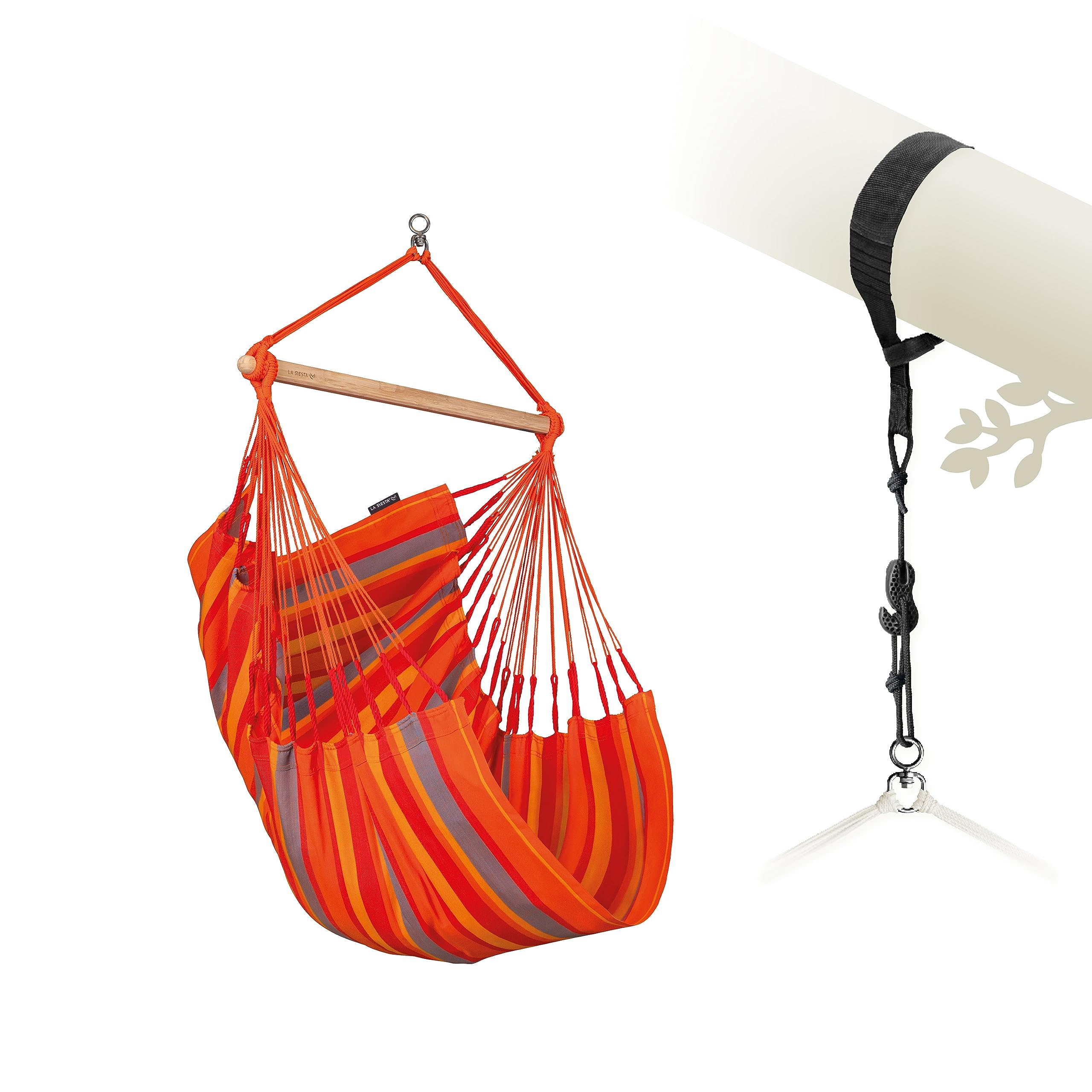 LA SIESTA® - Silla hamaca Domingo básica mediana y soporte para árbol - Silla colgante resistente a la intemperie y al desgarro con kit de suspensión para árboles, vigas y postes - Silla hamaca para
