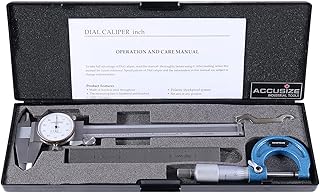 Accusize Industrial Tools 6 inch Dial Caliper, 0-1 inch Outside Micrometer and 6 inch Rule Machinist Case, 3600-1035