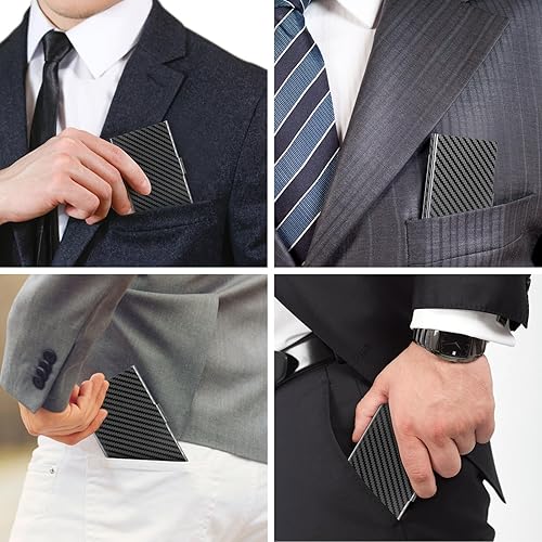 Miniatura 7 de MaxGear Soporte para tarjetas de visita, tarjetero de metal para hombres y mujeres, funda delgada para tarjetas de visita profesional de acero