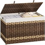 HOOBRO Panier de rangement avec couvercle, 42.3 C'est vrai.160L) Panier de rangement en osier avec 2 Couvercle séparé, corbeille de rangement avec 2 Sacs de linge amovibles, pour chambre, blanchisserie, brun et naturel BR276CW01