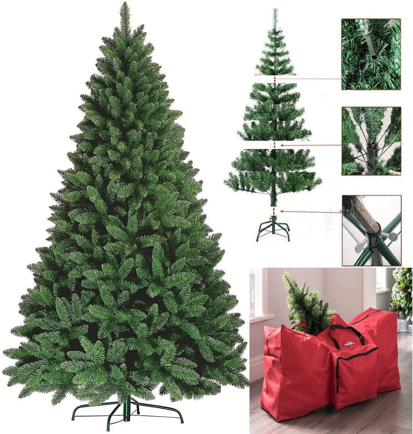 FlickBuyz-Colorado Green Pine Bushy Artificial Christmas Tree Tips 5ft ...