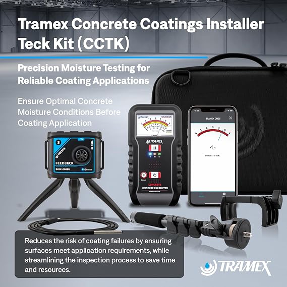Tramex Concrete Coatings Installer Tech Kit CCTK, Concrete Moisture Meter | Temperature & Humidity Sensor & Probe, Measure Moisture Level, Temperature, Humidity & Dew Point Conditions of Concrete