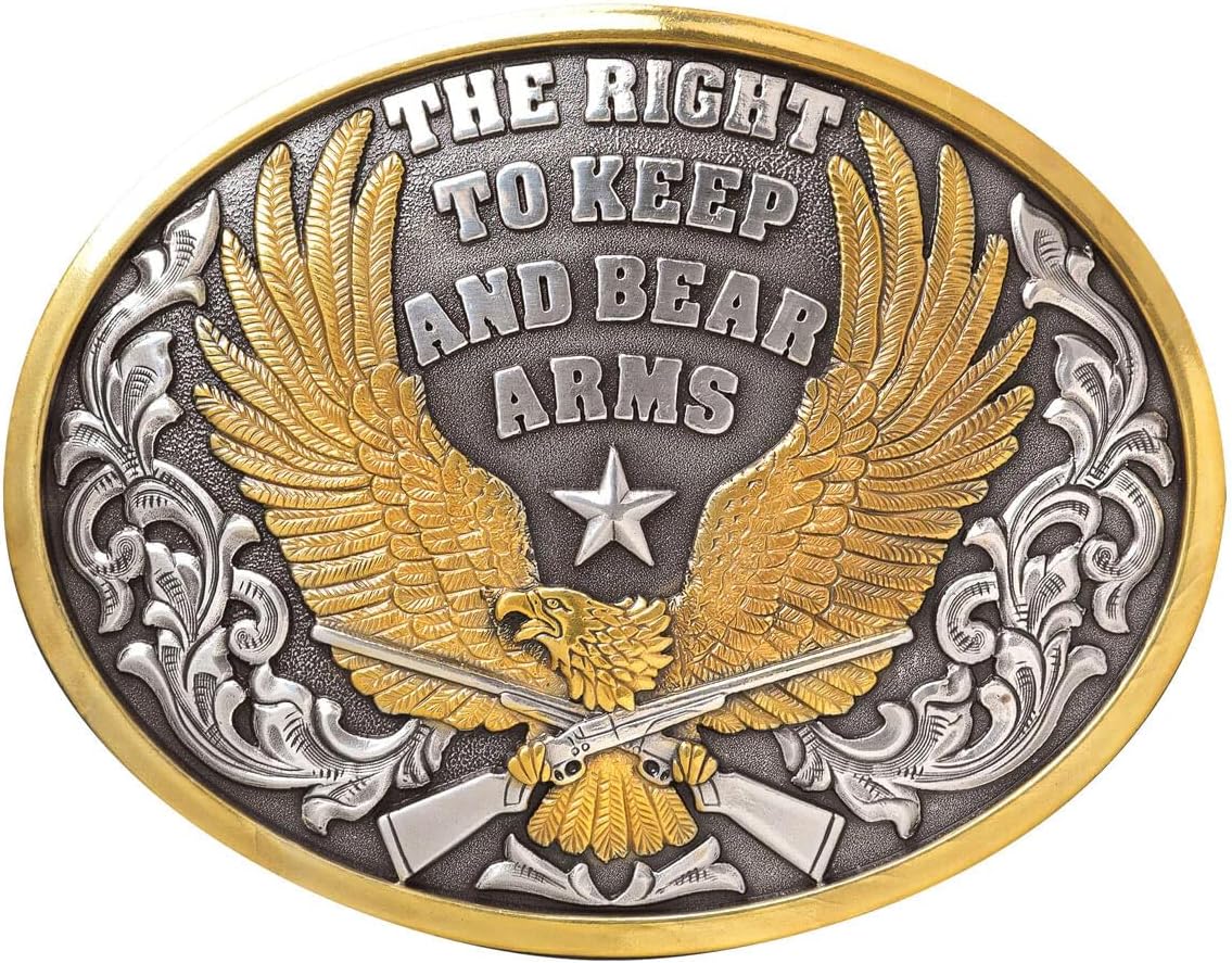 M&F Western Products Products The Right to Bear Arms Eagle Belt Buckle - Antique, Western Style - Antique Gold