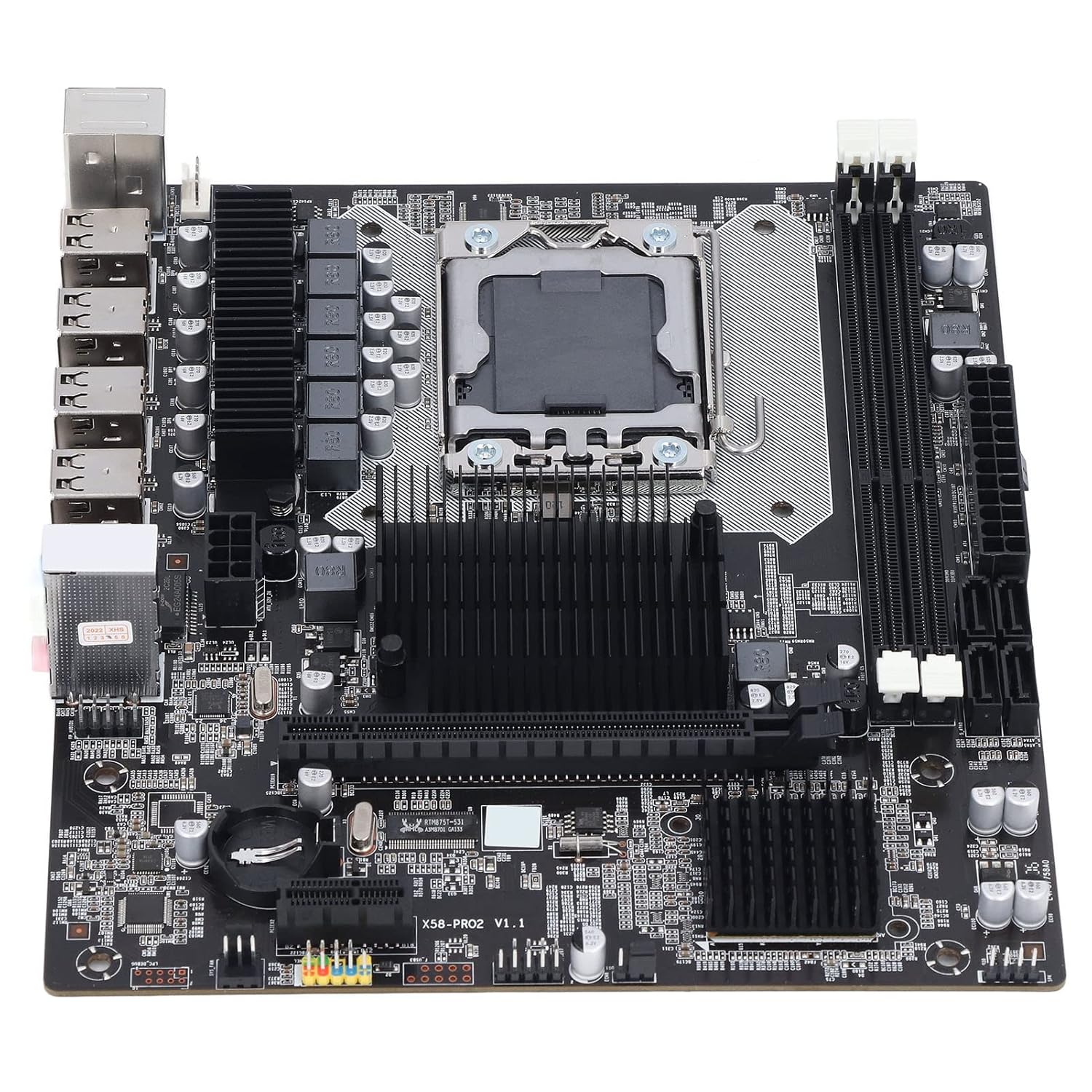 Yctze X58 Gaming Motherboard, 2 DDR3 DIMM LGA 1366 Pin, Supports ECC Memory, USB2.0 Port, Includes 8-Pin and 24-Pin Power Connector