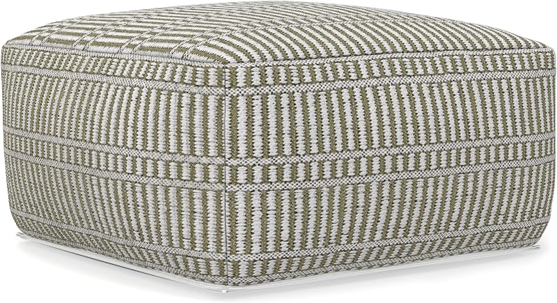 Sheffield 18" Wide Square Genuine Leather Pouf in Brown | Boho indoor/outdoor footstool, extra seating for home living room or bedroom with assembled design, assembled; pouf ottoman.