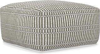 SIMPLIHOME Safford 20-inch Wide Pouf in Natural/Travertine/White, Handwoven Outdoor/Indoor Boho-Style Ottoman for Living R... Price In India