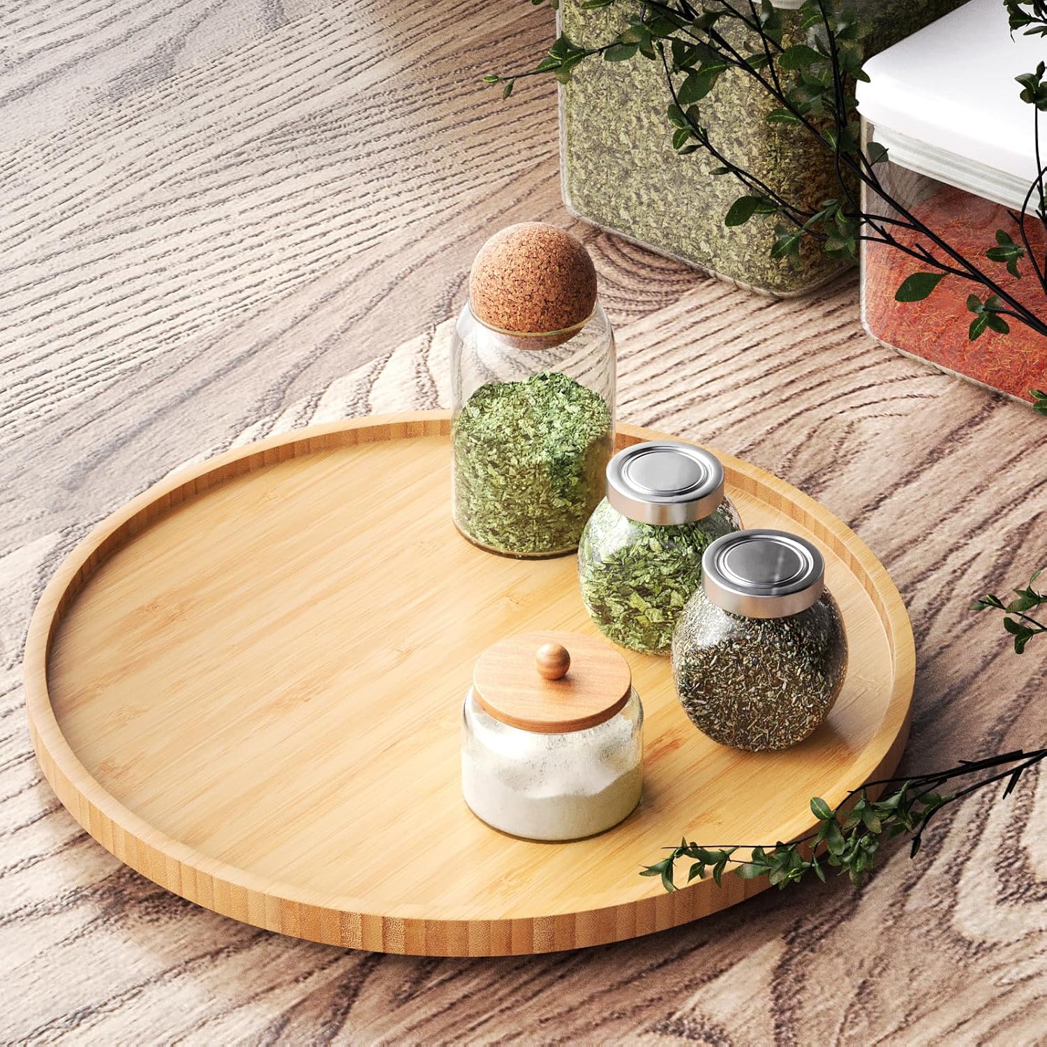 VERTORGAN Lazy Susan Organizer for Kitchen,Bamboo Turntable for Cabinet,Pantry,Vanity,Large?Natural? Natural 13in
