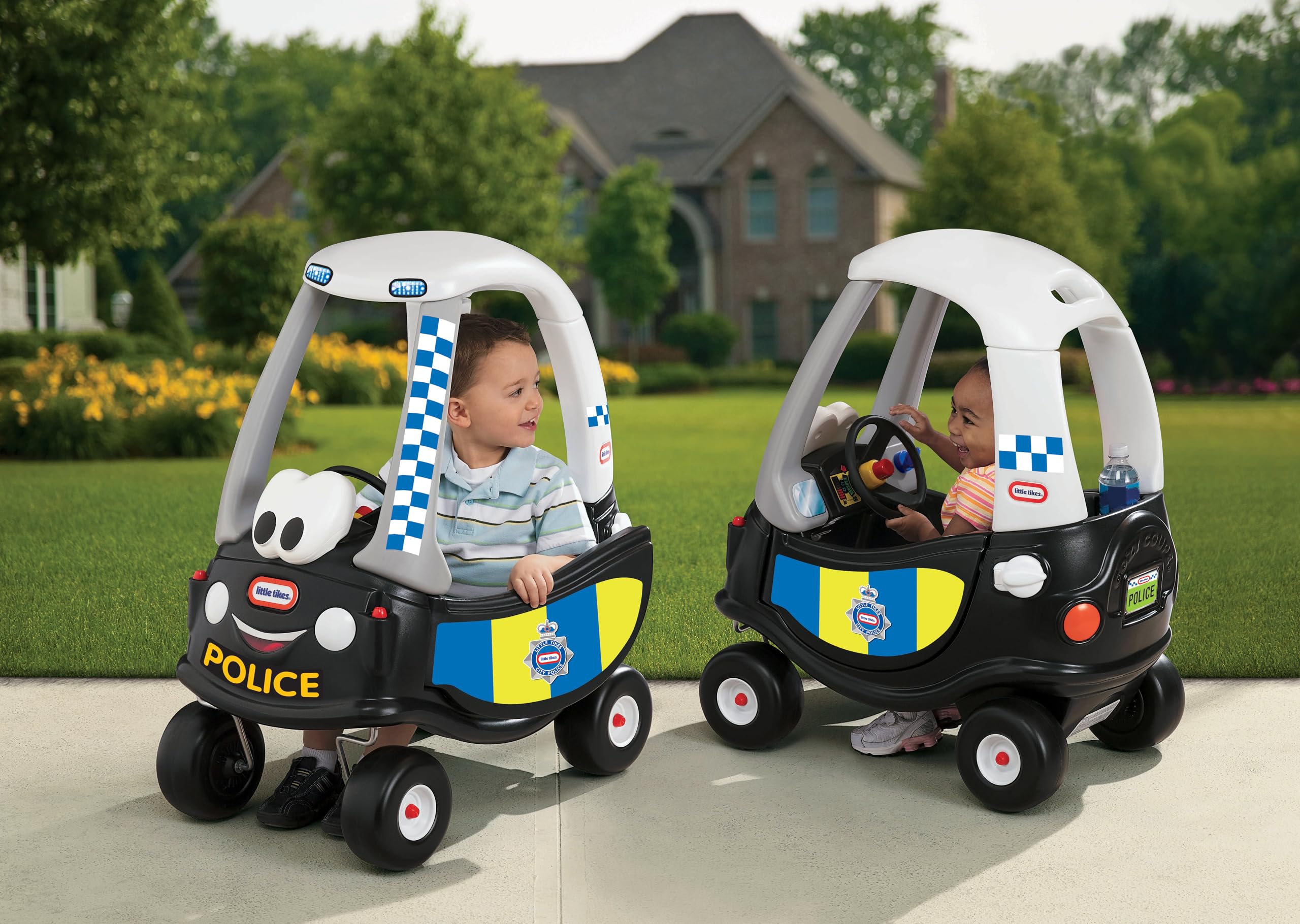Little Tikes Auto Cozy Coupe Patrulla de Policía - Para Montarse, con Bocina que Funciona, Interruptor de Encendido y Tapa de Combustible