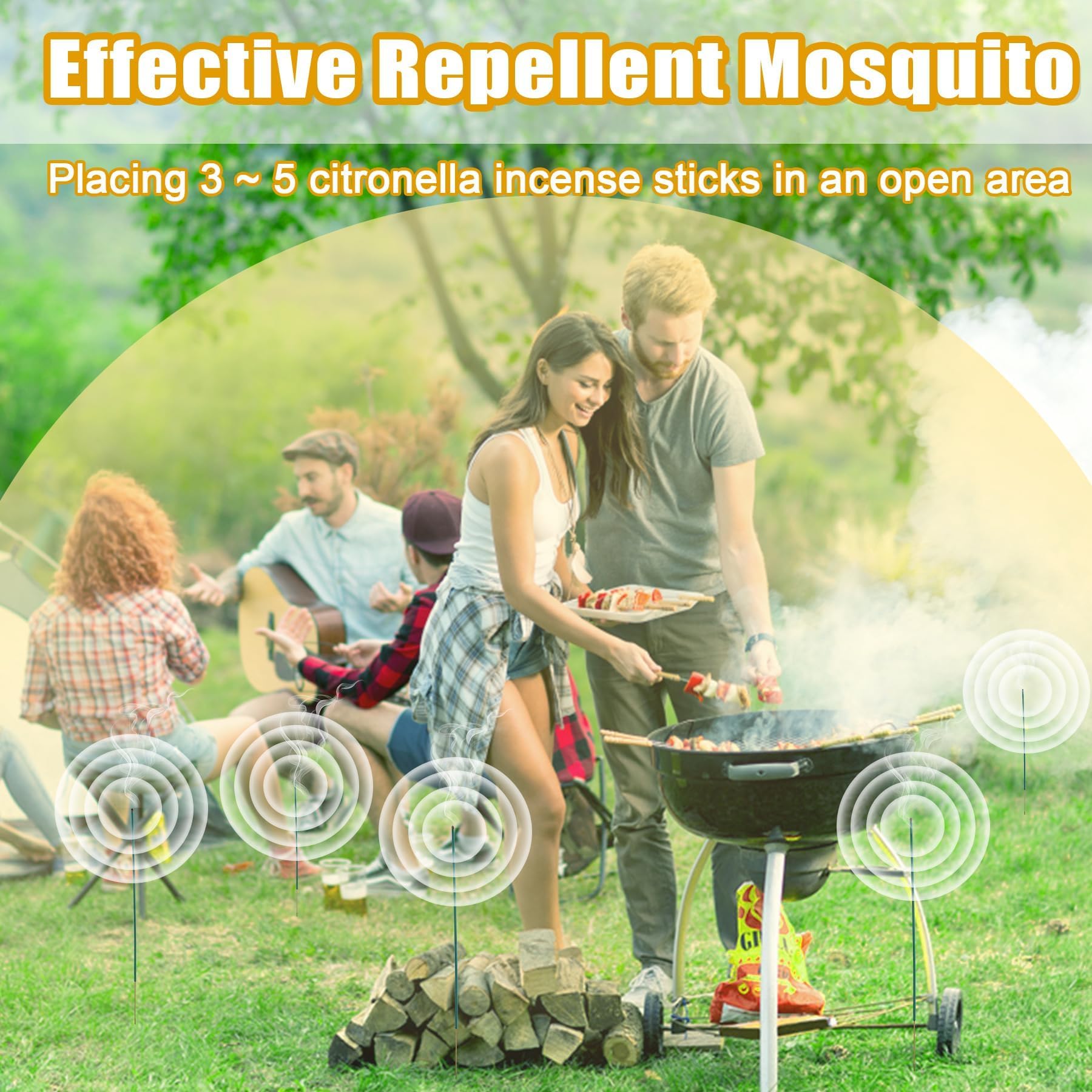 120 bobinas repelentes de mosquitos naturales para uso en exteriores, varillas de incienso de citronela, repelente de insectos a base de plantas para patio, camping, pesca