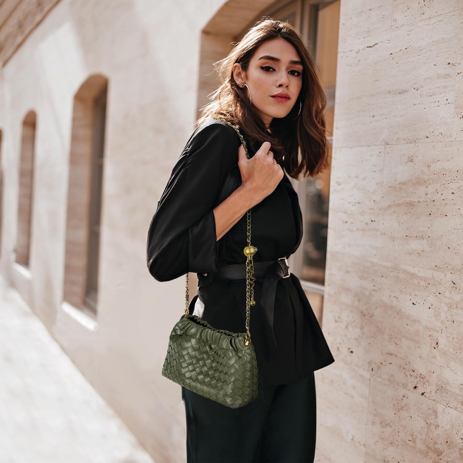 Joryin Woven Women's Crossbody Bag & Evening Purse, Trendy Dumpling Clutch & Hobo Cloud Shoulder Bag Trendy Dumpling Clutch