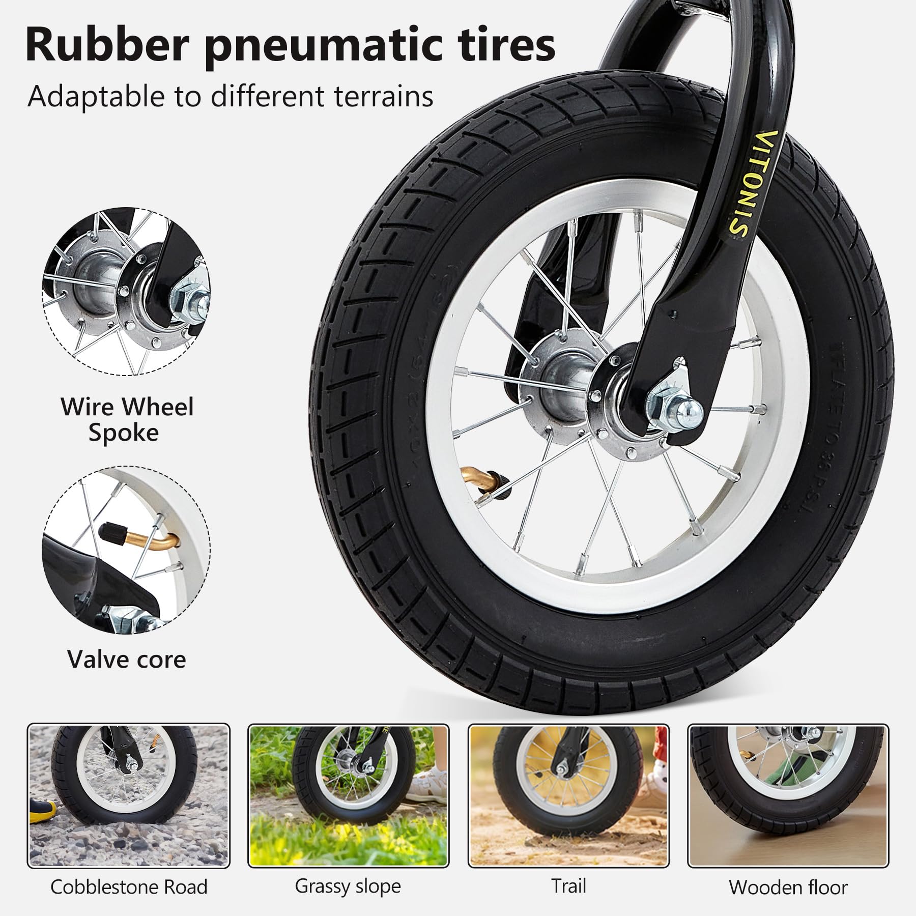 VITONIS balance bike Bicicletta Bambini Senza Pedali per 1,5-4 Anni Fino a 35 Kg, Sedile regolabile, sicuro e ultraleggero per bambini e bambine